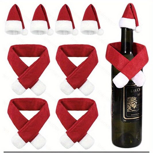 Świąteczna Dekoracja na Butelkę - Szalik i Czapka 2 szt.