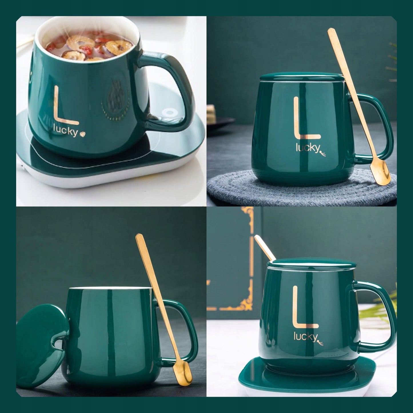 Podgrzewacz do Kubka z Ceramicznym Kubkiem - Zestaw Biurkowy