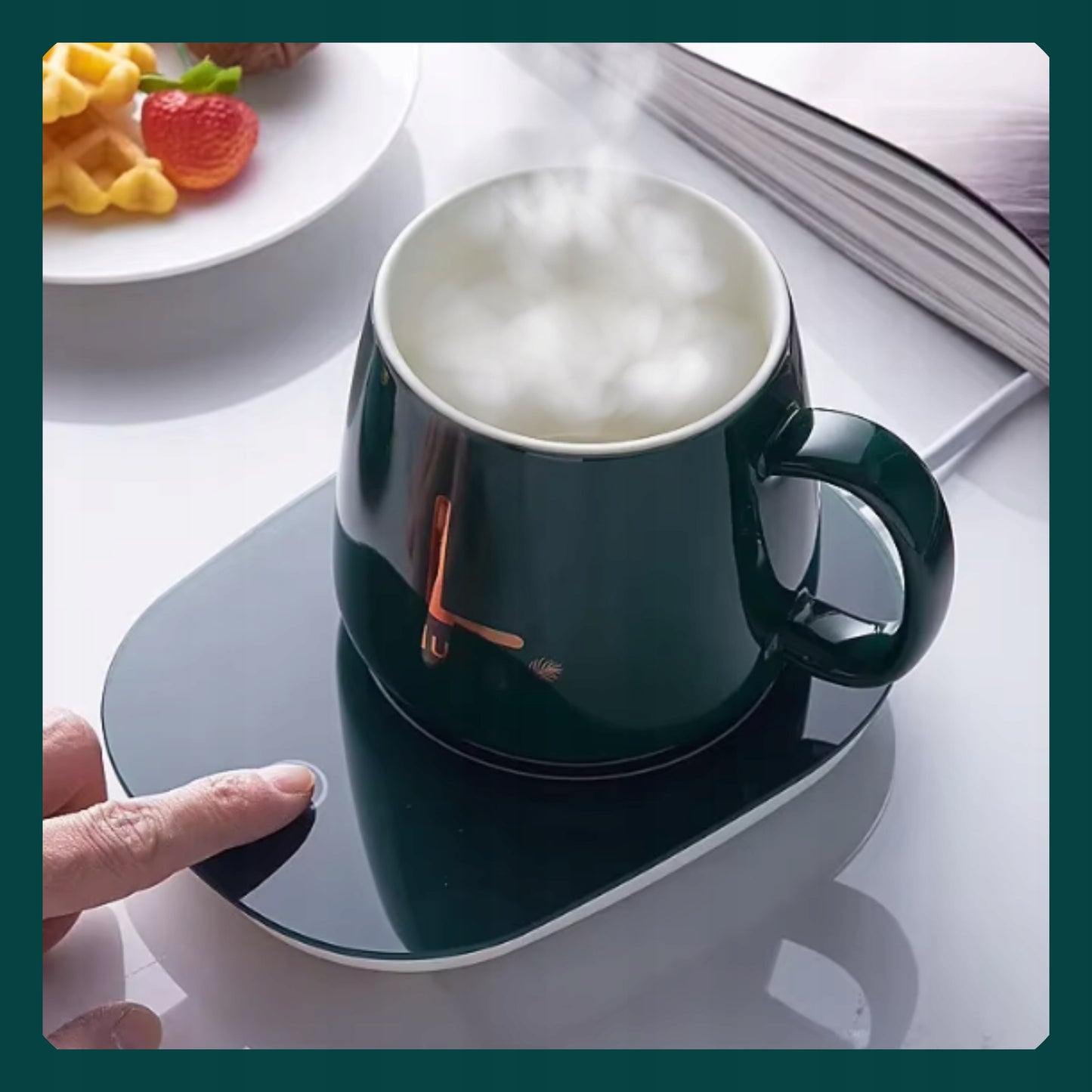 Podgrzewacz do Kubka z Ceramicznym Kubkiem - Zestaw Biurkowy